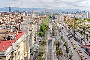 Aerial view of the old port in Barcelona