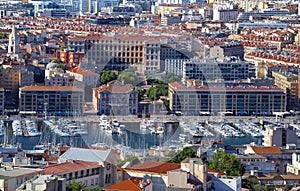 Aerial view on old port in Marseille, France