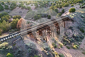 Aerial View of an Old Railroad Bridge