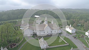 Aerial View of Old Restored Barns on a Spring Day