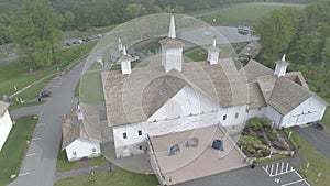 Aerial View of Old Restored Barns on a Spring Day