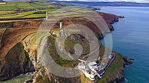 Aerial view. Wicklow Head lighthouse. county Wicklow. Ireland