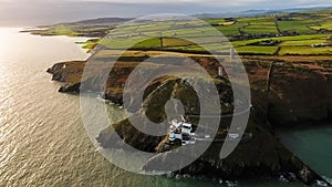 Aerial view. Wicklow Head lighthouse. county Wicklow. Ireland