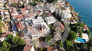 Aerial view of Old Town Antalya with red tile roofs
