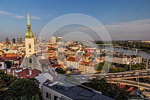 Aerial view of the old town in Bratislava, Slovak