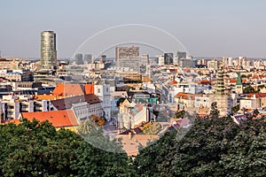 Aerial view of the old town in Bratislava, Slovak