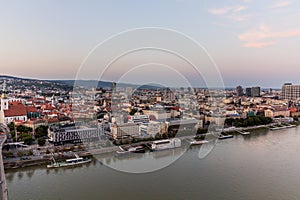 Aerial view of the old town in Bratislava, Slovak