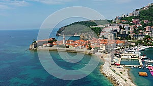 Aerial view of old town of Budva