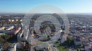 Aerial view of old town buildings of Czech city of Ostrava