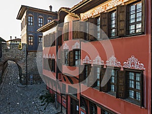 Aerial view of The old town of city of Plovdiv, Bulgaria