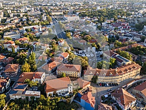 Aerial view of The old town of city of Plovdiv, Bulgaria