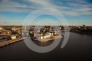 Aerial view of the old town Gamla Stan of Stockholm, Sweden