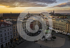 Aerial view of Old Town (Grodzka street) in Krakow