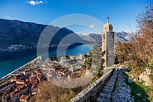Aerial view of the old town of Kotor, Montenegro