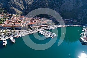 Aerial view of old town Kotor, Montenegro