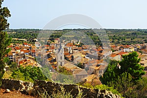 Aerial view of the old town of Leucate, in France