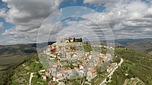Aerial view of the old town of Motovun, Croatia