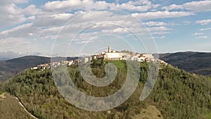 Aerial view of the old town of Motovun, Croatia