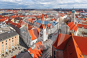 Aerial view of Old Town, Munich, Germany