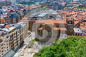 Aerial view of the old town of San Sebastian, Spain