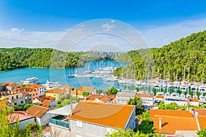 Aerial view of old town of Skradin in Croatia