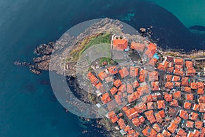 Aerial view of the old town of Sozopol in Bulgaria