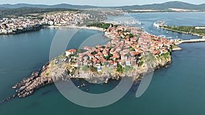 Aerial view of the old town of Sozopol. Sozopol is an ancient town near Burgas, Bulgaria