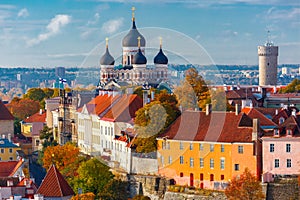 Aerial view old town, Tallinn, Estonia