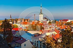 Aerial view old town, Tallinn, Estonia