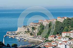 Aerial view of old town Ulcinj, Montenegro