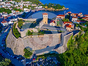 Aerial view of the old town of Ulcinj in Montenegro