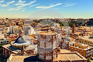 Aerial view of the old town of Valencia, Spain