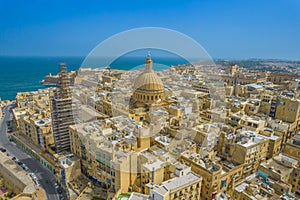 Aerial view of the old town of Valetta, Malta