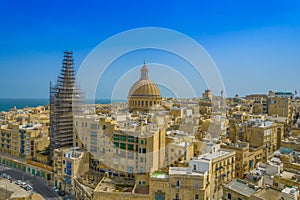 Aerial view of the old town of Valetta, Malta