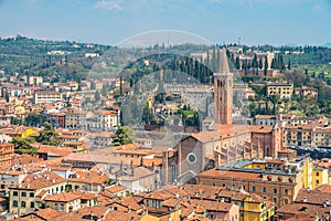 Aerial view of the old town of Verona