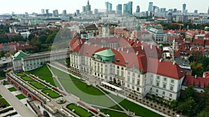 Aerial view of the old town in Warsaw, Poland.