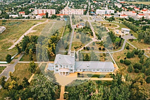 Aerial View Old Ttwo-storey House Manor Built In Early 20th Century Of Hereditary Honorary Citizen, Merchant Andrey