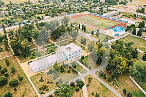 Aerial View Old Ttwo-storey House Manor Built In Early 20th Century Of Hereditary Honorary Citizen, Merchant Andrey