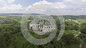 Aerial view of Olesko Castle in Lviv region, Ukraine. 4k