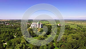 Aerial view of the Olesky Castle and residential neighborhoods near it