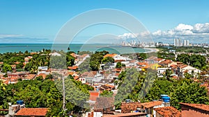 Aerial view of Olinda and Recife in Pernambuco, Brazil