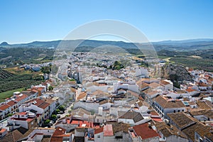 Aerial view of Olvera with Penon del Sagrado Corazon - Olvera, Andalusia, Spain photo