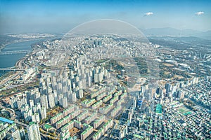 Aerial view of the olympic park in Seoul, Republic of Korea