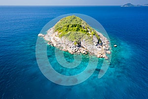 Aerial view of one of Thailand`s Similan Islands in the clear waters of the Andaman Sea