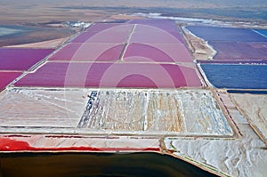 Aerial view of one of the worlds largest salt mines located between Wallis Bay and Swakopmund in Namibia