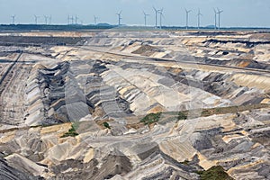 View at open pit mine Hambach with brown coal digging.