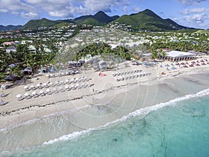 Aerial view from Orient Bay in Saint Martin