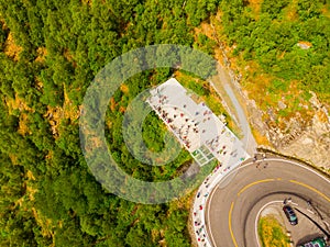 Aerial view. Ornesvingen viewpoint with parking area photo