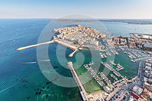 Aerial view of the Ortgia island in Syracuse Sicily photo