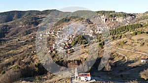 Aerial view of Ortodox Church of the Ascension near village of Borovo, Bulgaria